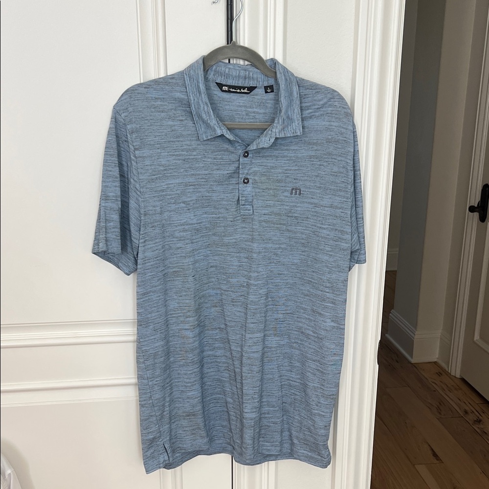 Travis Mathew Heathered Blue Polo Shirt